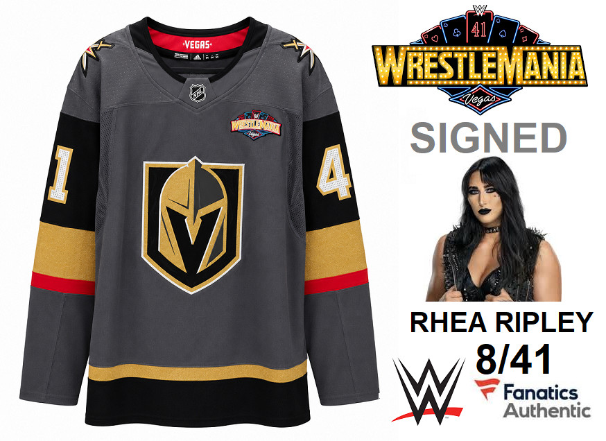 mens nhl WrestleMania las Vegas 41 **signed** RHEA ripley Vegas golden knights jersey - size 54 - fanatics COA - 7/41 image 2