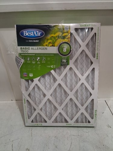4PK bestair merv 8 basic allergen 7500 air filter - 15" x 20" x 1" - white (model : B1-1520-8.4) image 3