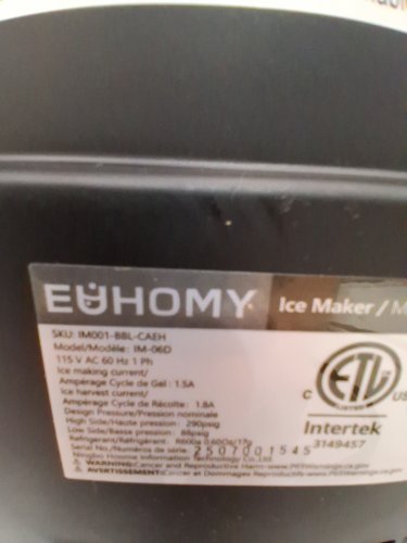 EUHOMY Countertop Ice Maker Machine - MAKES 26LB/Day - BLACK (MODEL: im-06d/IM001-Bbl-CAEH) image 2