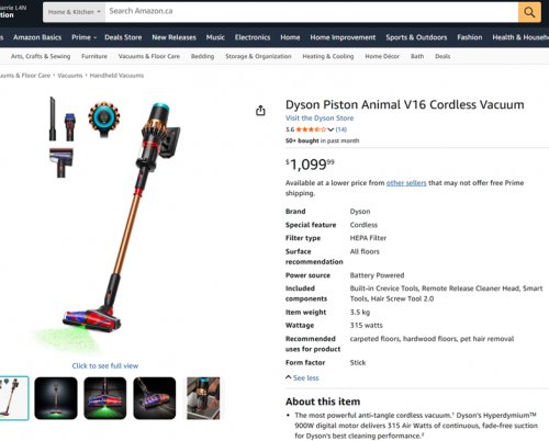 Dyson Piston Animal V16 DS60 Cordless Vacuum - Up To 70Min Runtime - Black/Copper - (Model: SV53-A) image 2