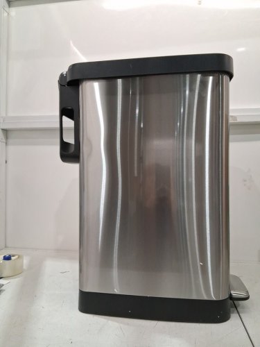glad slim step stainless steel step trash/garbage can, 45 litre capacity - black/stainless steel image 2