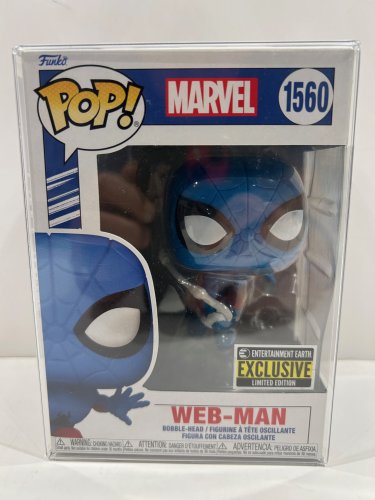 Funko pop! **earth exclusive** Marvel - web-man bobble head (#1560) **plastic protector cover** image 2