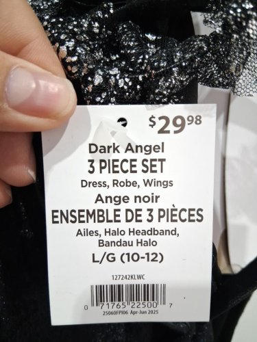 3PC DARK SPARKLE ANGEL COSTUME - LARGE 10/12 - BLACK SILVER image 4