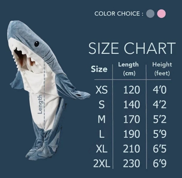 Kid's soft plush SHARK BLANKET  - osfm - blue image 2