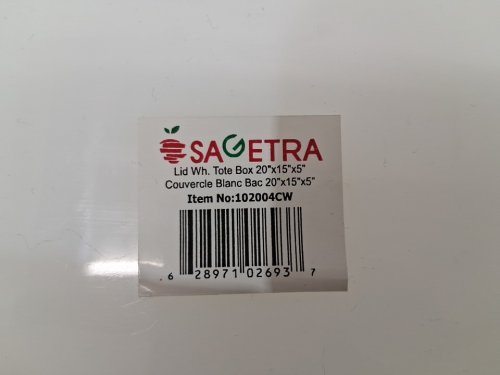 2PK SAGETRA Sagetra White Bus Box WITH LIDS - 24.6L - 20" x 15" x 15" - WHITE (MODEL: 102004CW / 2066848) image 5