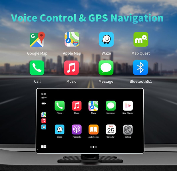 4K UHD CARPLAY SMARTSCREEN WITH 1080P BACK UP CAMERA - COMPATIBLE WITH APPLE CARPLAY AND ANDROID AUTO - 9" SCREEN - BLACK (MODEL: S9 Pro) image 3
