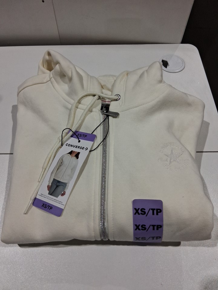 Women's Converse Lined Zip Up Hoodie - Extra Small - Cream (STYLE: 1946137) image 2