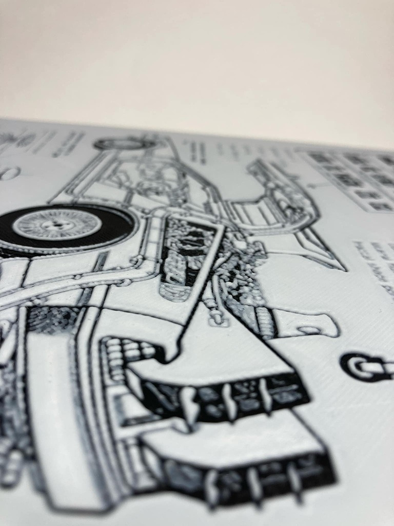 8.5"x7" 3D Printed - DeLorean schematics from Back to the Future- Textured Photo image 3