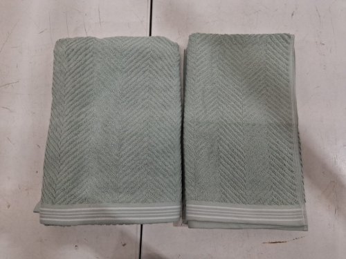3PC CARO HOME COTTON BATH & HAND TOWELS - SEAFOAM GREEN (MODEL: 1945886) image 2