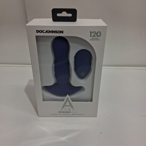 DOC JOHNSON a-play expander vibrating butt plug with remote control - 120 sensations - 5.75" - blue image 2