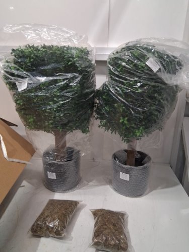 2pk Garvee Artificial/fake decorative Topiary Boxwood Ball Trees - 19' - black pot - (model: pho_34la9lts) image 3