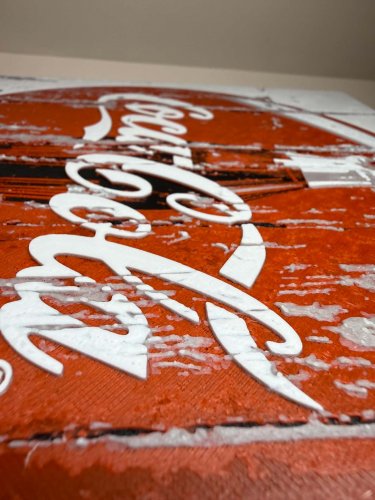 8"x8" 3D Printed - Vintage Coca-Cola - Textured sign image 3
