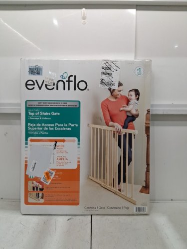 EVENFLO WALK-THRU TOP OF STAIRS EXTRA WIDE BABY & PET GATE - 32" X 30" - 48" - NATURAL WOOD BROWN (MODEL: 1050500 1050) image 4