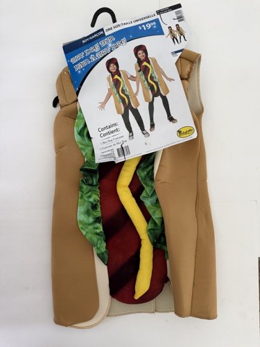 KIDS UNISEX PARTYHOLIC HOTDOG BUN COSTUME - OSFM - RED/BROWN/GREEN/YELLOW image 2
