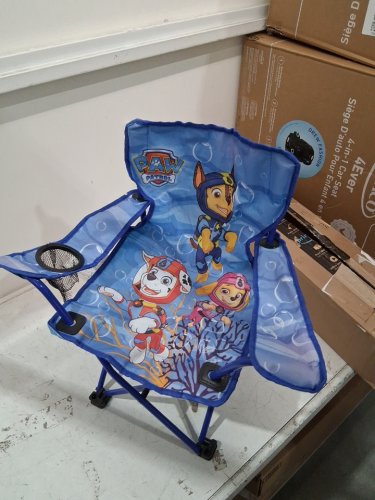 kid's Paw Patrol folding Camping Chair with Cup Holder and Carrying Bag - 90lbs capacity - blue image 4
