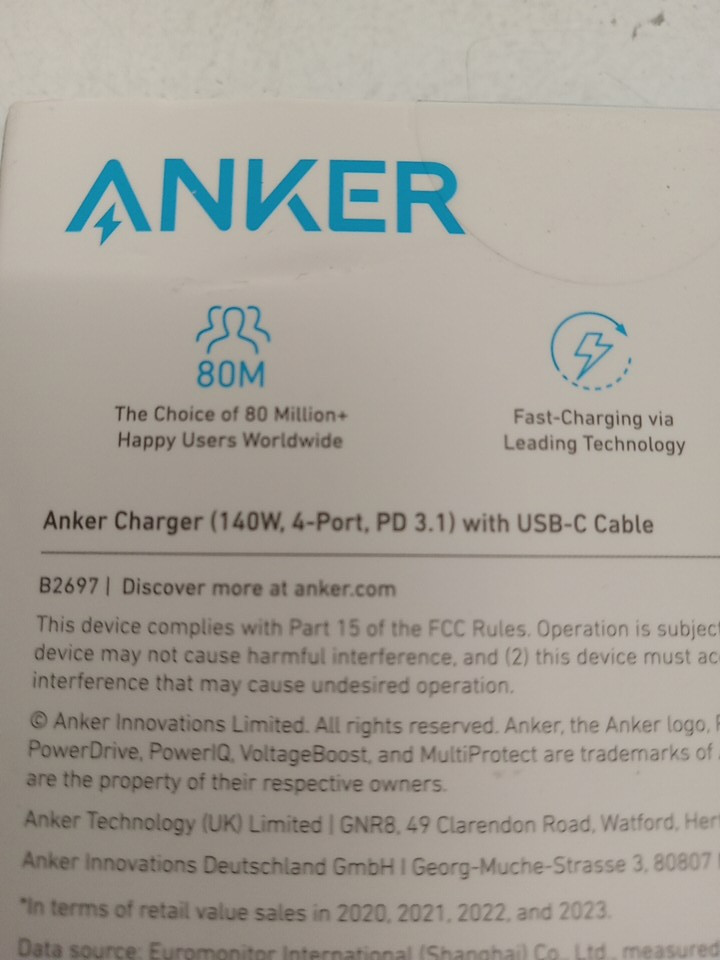 Anker 4-Port Multi-Device USB C Charger - Intuitive Touch Controls - 140W MAX - Black - (Model: A2697) image 6