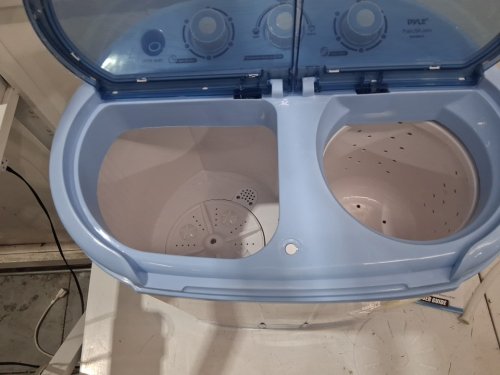 PYLE PURE CLEAN MINI TOP LOAD PORTABLE WASHER & SPIN DRYER - 7.7LBS CAPACITY / 110V - WHITE/BLUE (MODEL: PUCWM22) image 7