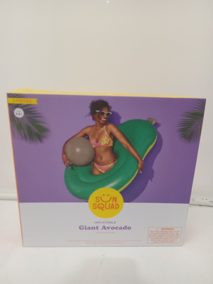 2PC SUN squad inflatable Giant Avocado - 62" x 43" - green/yellow/brown ball image 2