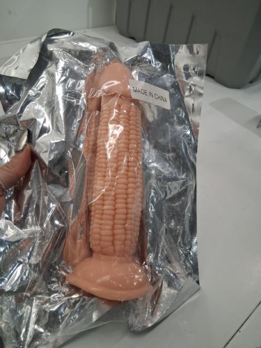 ADULTS textured realistic corn shaped dildo - 7" - flesh image 3