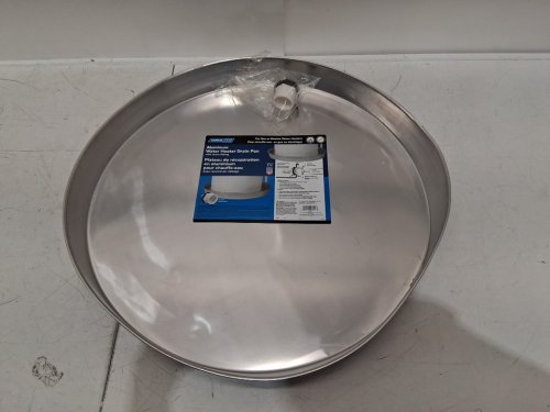 CAMCO ALUMINUM NON-PUNCHED WATER HEATER Drain Pan WITH DRAIN FITTING - 22" - STAINLESS STEEL (MODEL: 20841) image 3