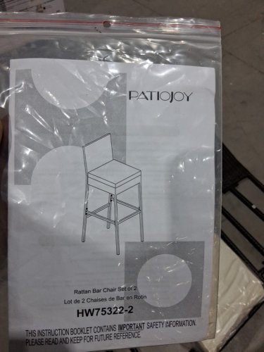2pk patiojoy Wicker Rattan Patio Barstools with backrest and cushions - 42.5" - brown/white (model:hw75322wh-2) image 6