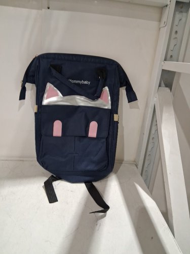 Lisbinx Mommybaby cat-themed diaper bag backpack with Insulated Bottle Compartment -16.93" × 10.24" × 1.18" - NAVY/PINK (MODEL: 4IG1M7C7MEGL) image 2