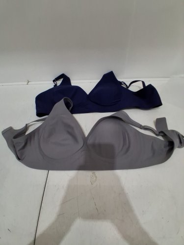 2PK WOMEN'S Buffalo Wire-Free back smoothing seamless Bras - medium - GREY / dark blue (style: 1983951) image 2