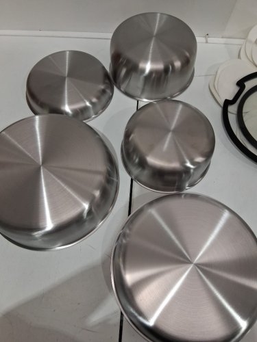 13pc jeeTEE Hybrid Tri-Ply Stainless Steel Cookware Set with removable handles - stainless steel/black image 4