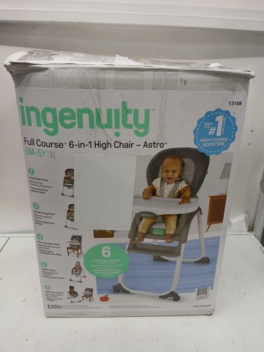 ingenuity full course convertible 6-in-1 highchair - 6m-5y - astro/grey (model: 13108) image 2
