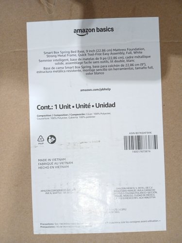 SMART BOX SPRING BED BASE - 9"- FULL - BLACK (MODEL: b07k6hf9hk) image 7
