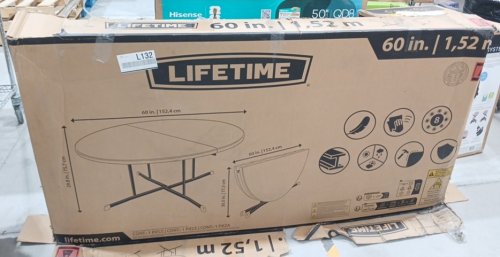 Lifetime COMMERCIAL ROUND FOLDING TABLE WITH METAL FRAME - 60" x 30" - WHITE (MODEL: 25402) image 2