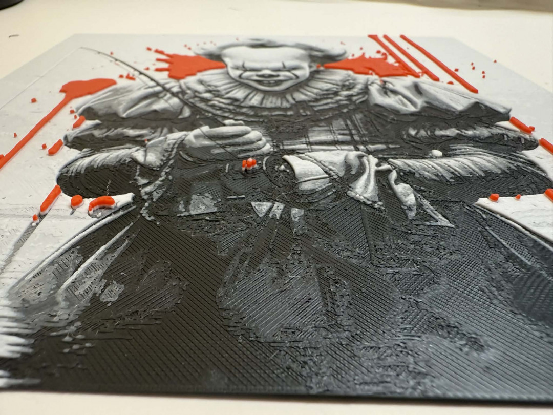 8"x8" 3D Printed - Pennywise - From It - Textured Photo image 2