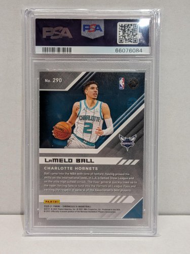 LAMELO BALL NBA HORNETS CARD - PSA GRADED 9 MINT - 2020 CHRONICLES GREEN ICE #290 image 4
