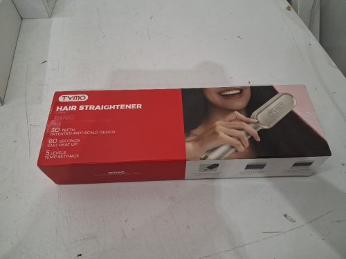 TYMO RING HAIR STRAIGHTENING COMB WITH ANTI SCALD AND 60 SECOND HEAT UP - INCLUDES HEAT MIT, 2 CLIPS AND A BRUSH - gold image 2