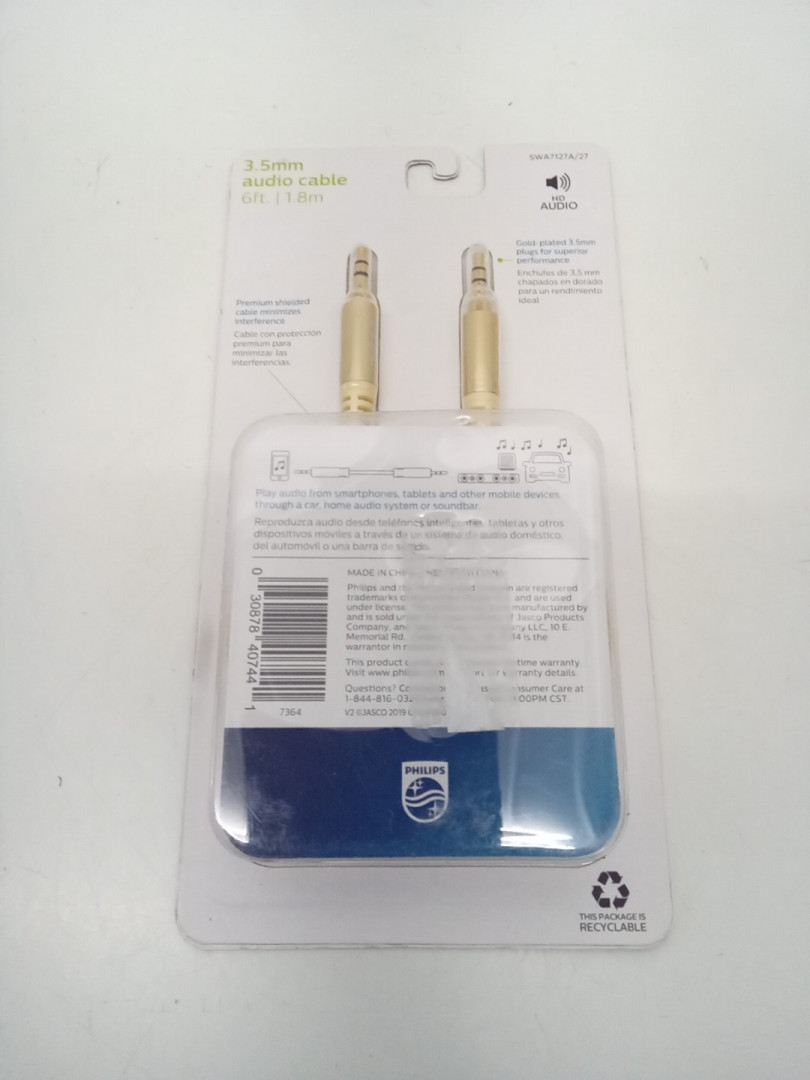philips 3.5mm jack audio cable - 6ft - GOLD image 3