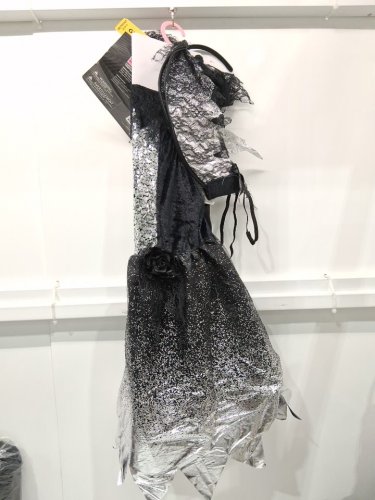 3PC DARK SPARKLE ANGEL COSTUME - large 10/12 - BLACK SILVER image 3