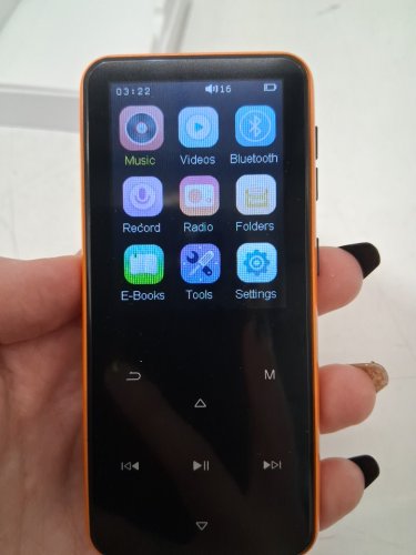 AGPTEK MP3 Player with Bluetooth, Speaker and FM Radio - 64 GB / Supports up to 128GB - Orange / Black (Model: M3) image 4