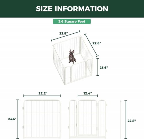 fxw homeplus metal 5 panel indoor dog playpen - 24" high - white image 2