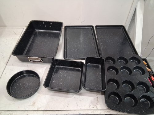 8pc NutriChef  Non-Stick Stackable Carbon Steel Bakeware Set - Black Marble (model: ncbkstk13) image 4