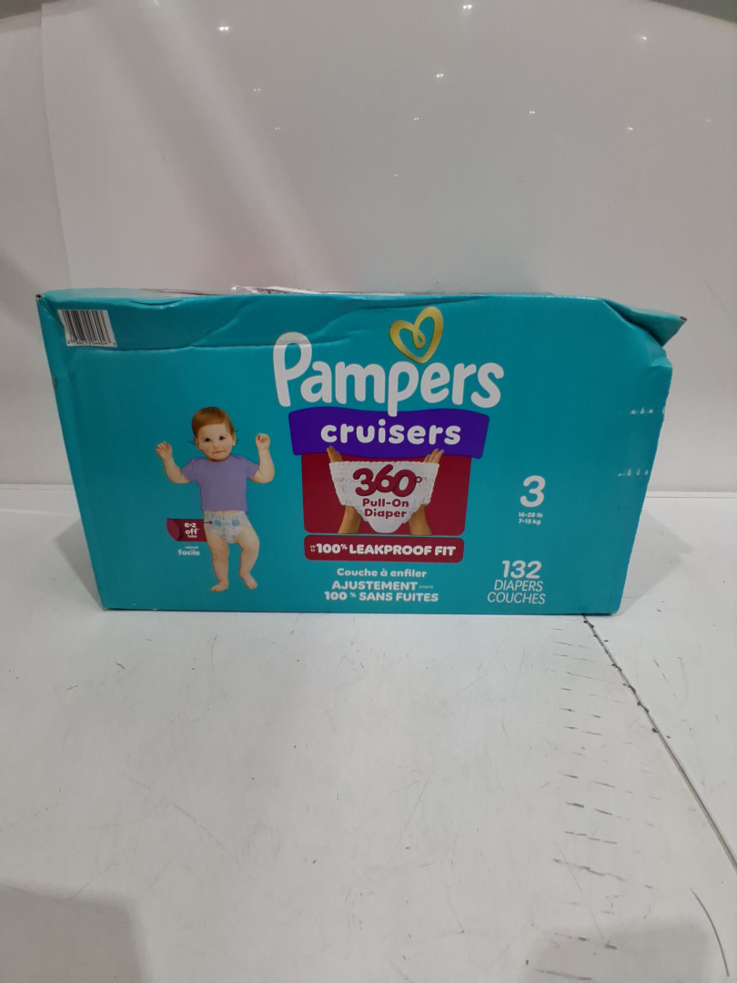 132PK PAMPERS CRUISERS 360° GAP-FREE FIT disposable baby DIAPERS - SIZE 3 (16-28LBS) image 2