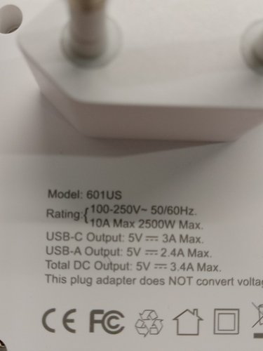 Obcxin Type E/F European Travel Plug Adapter - 4 Outlets, 4 USB Ports(2 Type C) - White - (Model: 601us) image 4