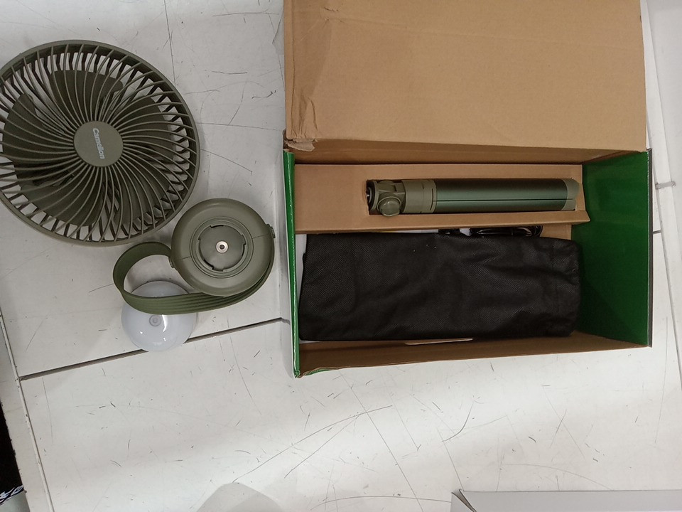 Camelion Rechargeable Camping Fan with LED Light - 7" Diameter - Green (Model: OF444) image 3