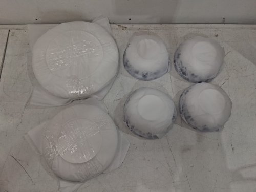 12pc LE POTOCIO  Bone China Dinnerware Set for 4 - assorted sizes - white / blue image 4