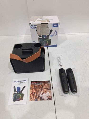 3PC WIRELESS BLUETOOTH KARAOKE MACHINE WITH LED LIGHTS - BLACK/RGB (MODEL: K26) image 2