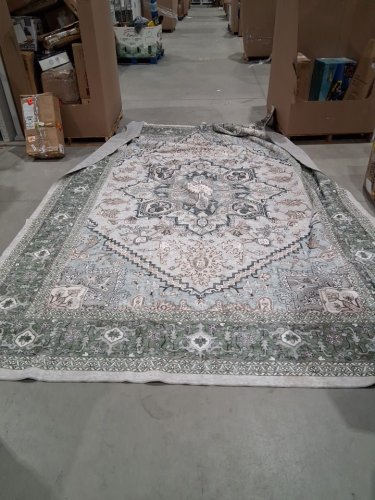 oppodream thin washable area rug with non slip backing - 14ft x 10ft - greenish grey image 2