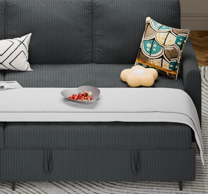 2 seat upholstered loveseat pull out sofa bed - grey image 2