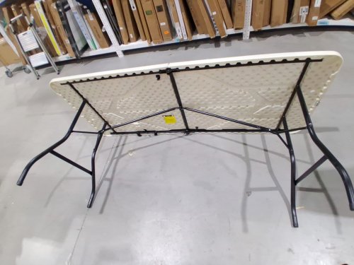 indoor/outdoor Portable Heavy Duty Plastic Folding Table with Handle - 6ft - white image 5
