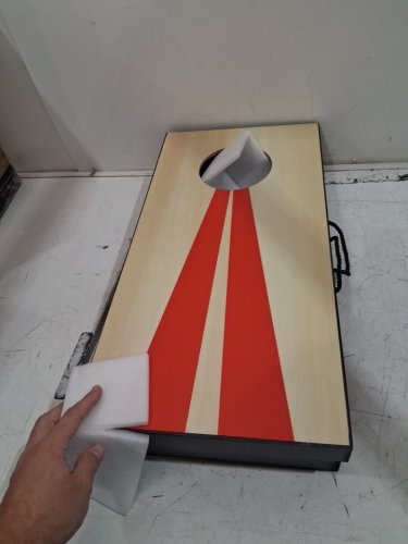 gosports portable size cornhole game set with 6 bean bag - 2ft x 1ft - wood/blue/red (model : CH-03-MDF-WOOD) image 5