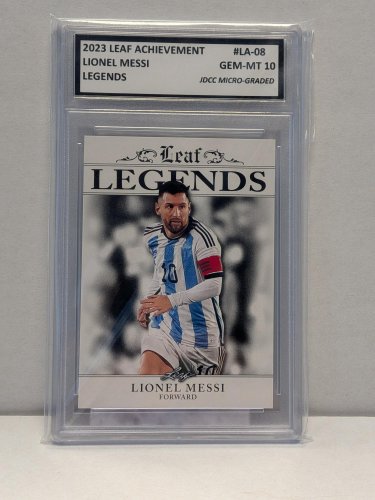 LIONEL MESSI LEGENDS FIFA CARD - JDCC GEM MINT 10 - 2023 LEAF ACHIEVEMENT #LA-08 image 2