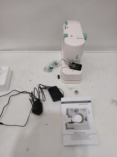 Portable Mini Sewing Machine with 12 Stitch Patterns - White/Green (Model: SM-520A) image 6